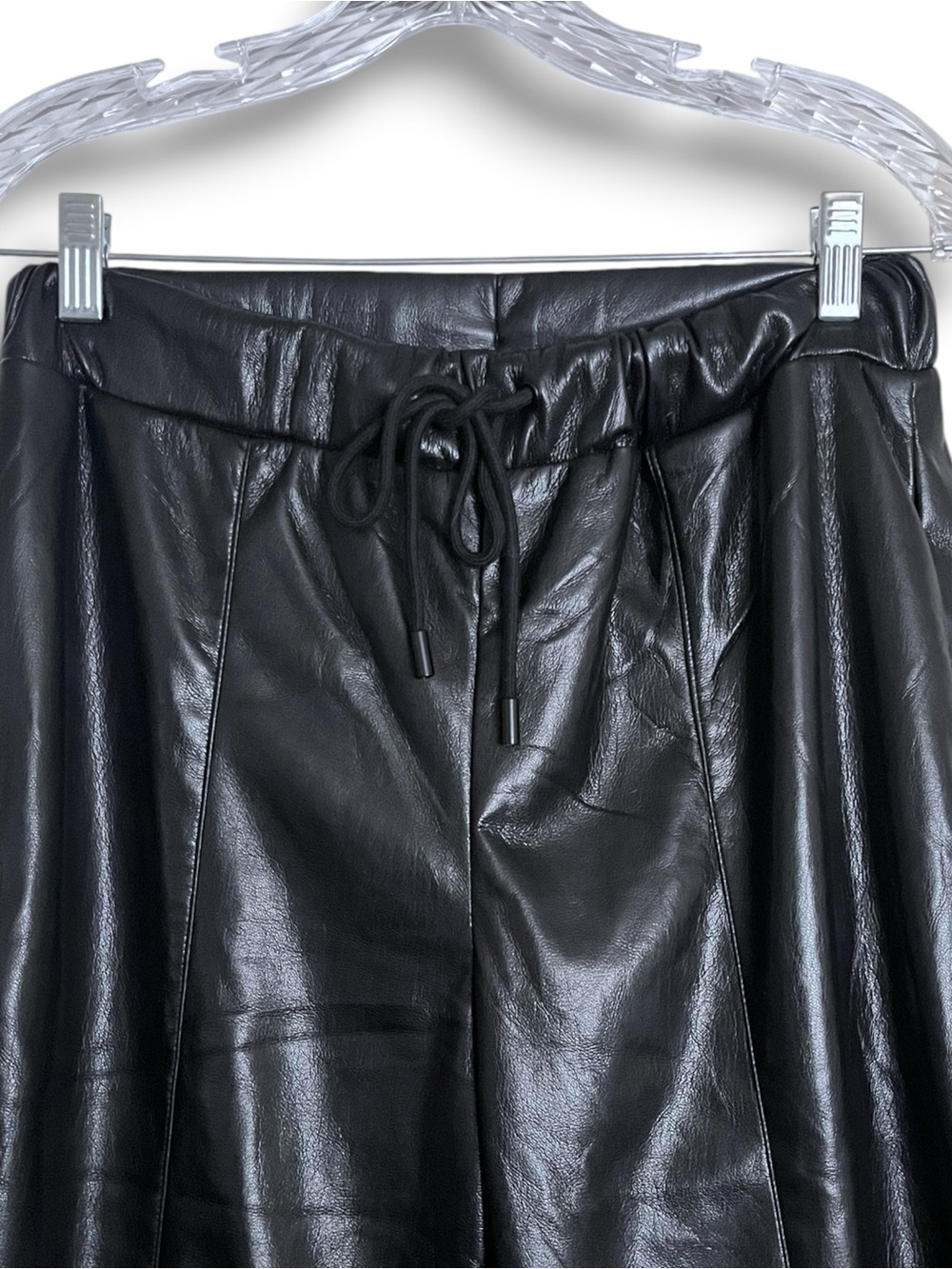 Evereve Jordan Faux Leather High Rise Wide Leg Pull On Pants Black Small - Picture 4 of 7